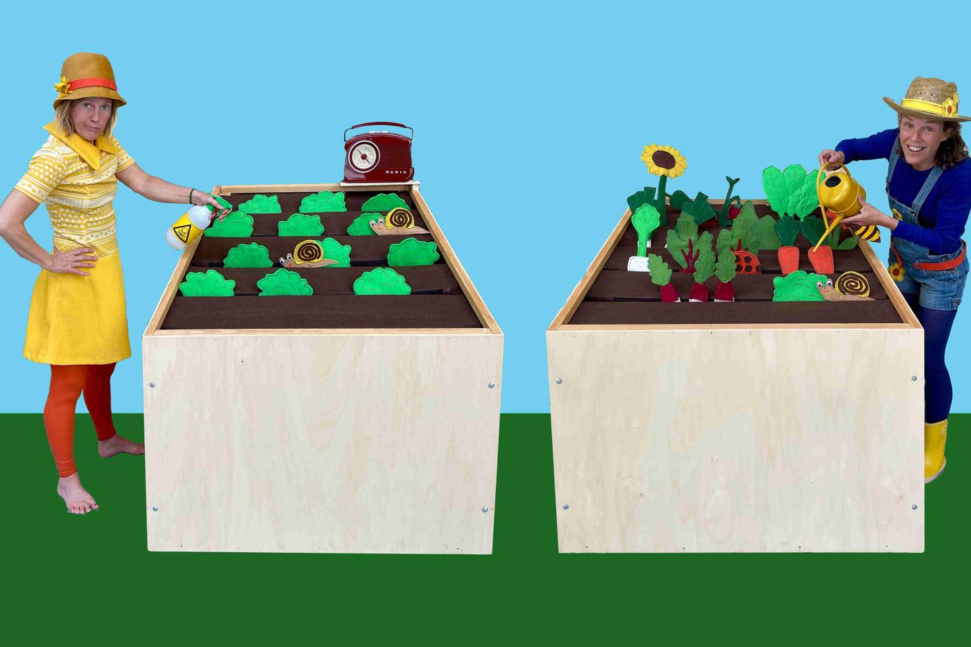 Loena en Flo in de Moestuin