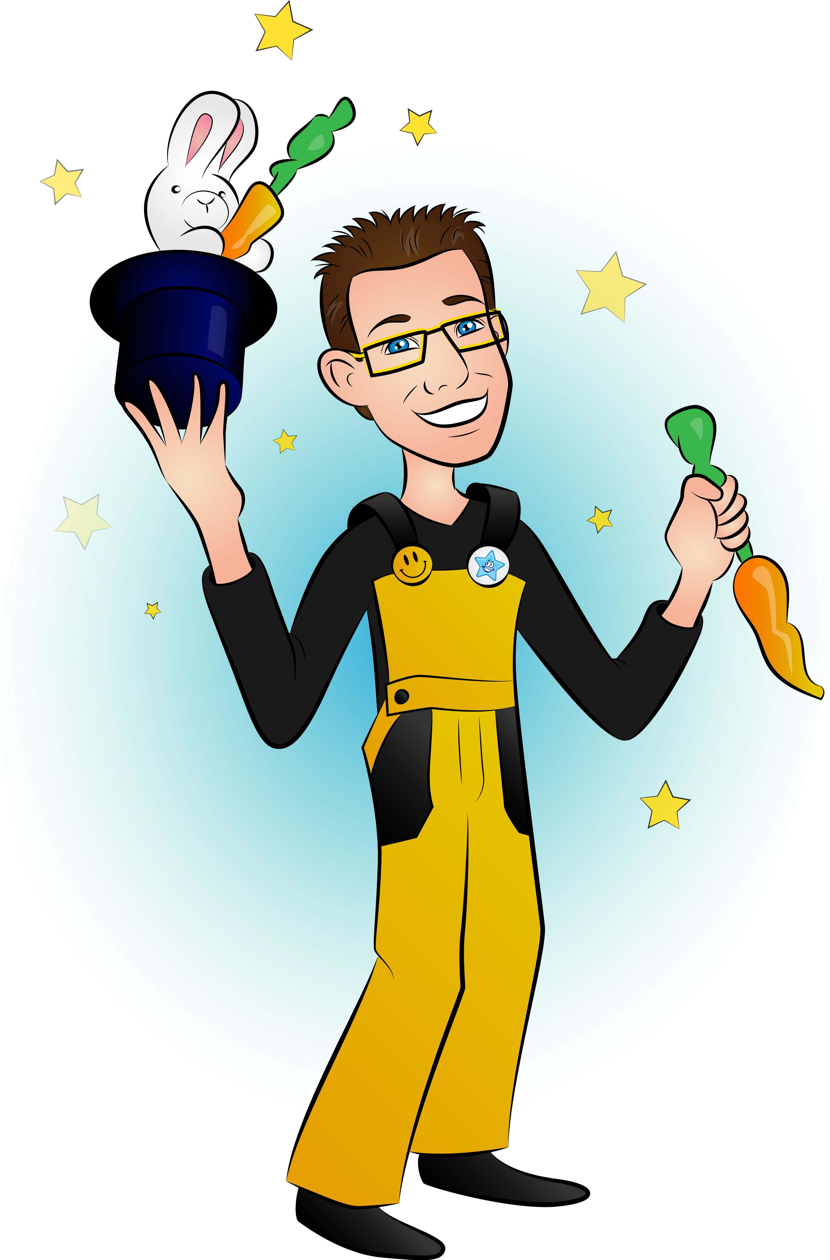 Cartoon goochelaar Jan