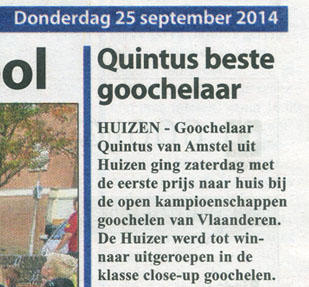Quintus heeft met diens goochelkunst diverse prijzen gewonnen